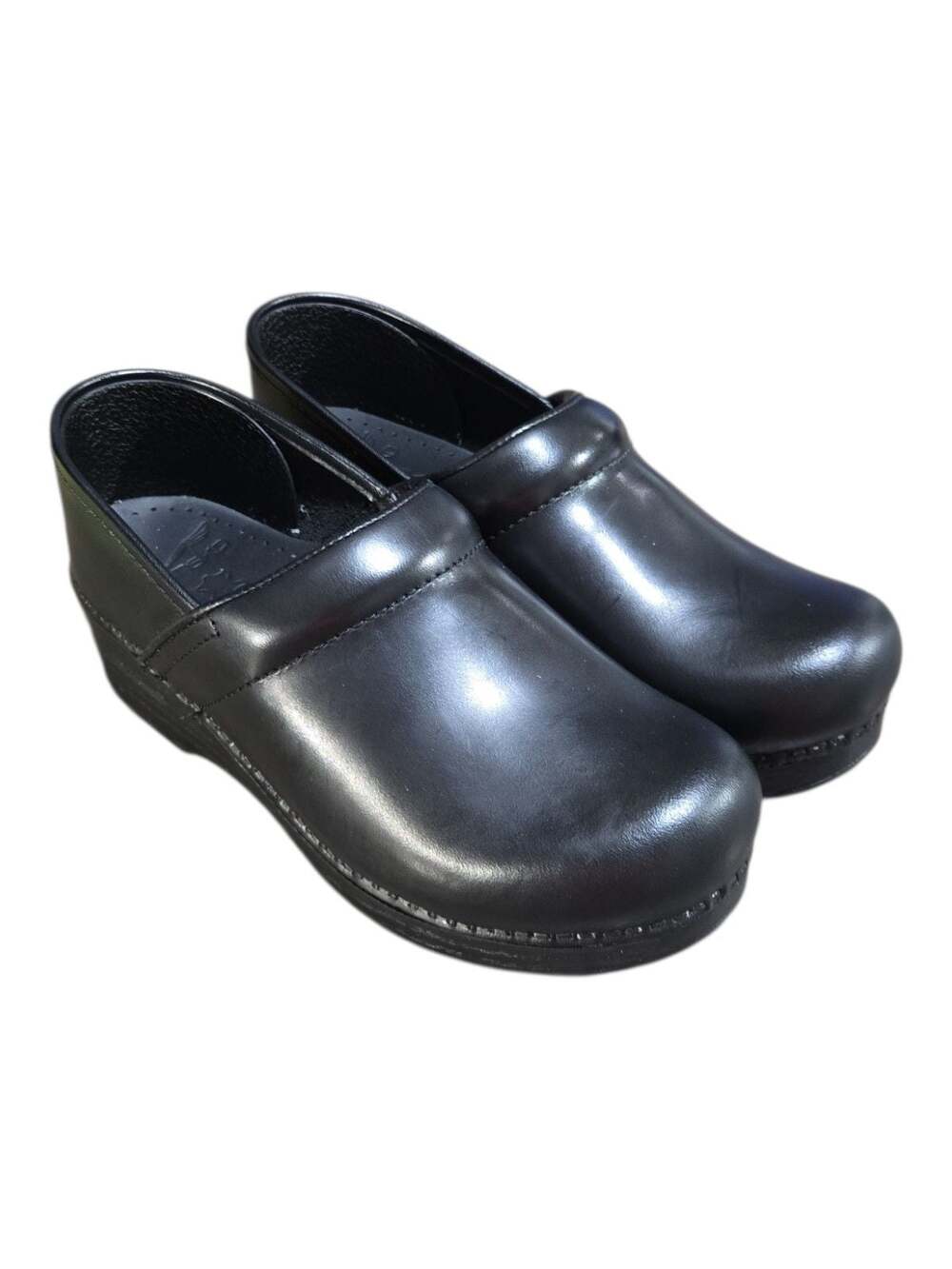 Dansko Professional Black Leather Stapled Clogs Size EU 39 US 8.5-9